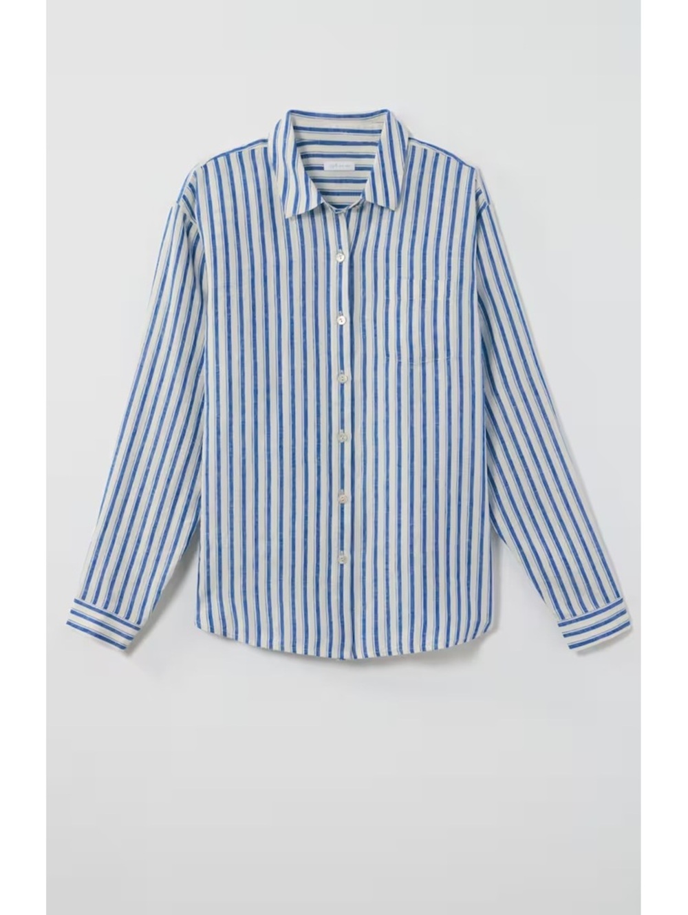 J.Jill Easy Linen Button Down Shirt Blue Stripes Medium